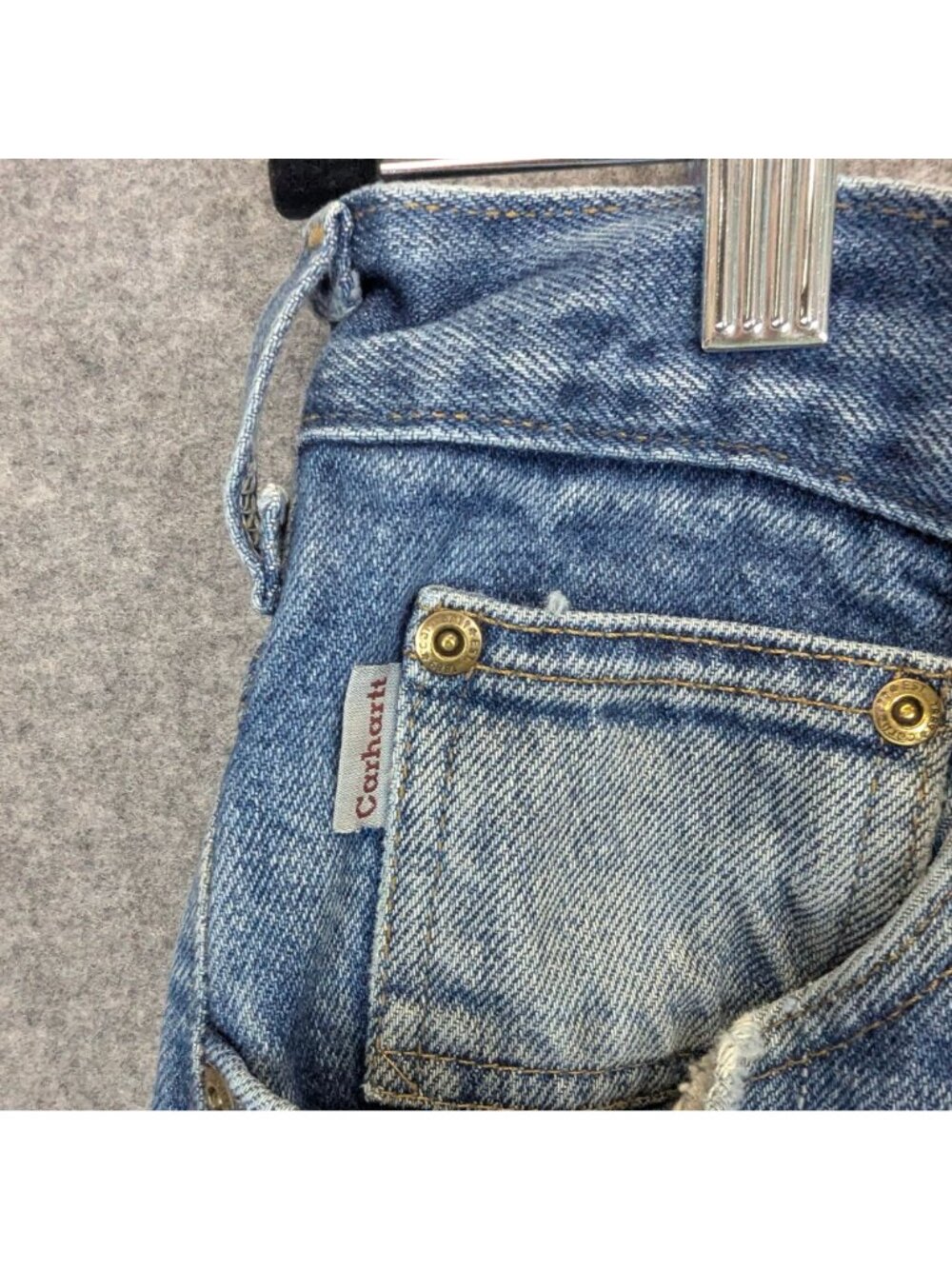 Carhartt Mens Size 36 x 34 Jeans Blue Straight Leg Denim Vintage Style Workwear - Picture 4 of 10